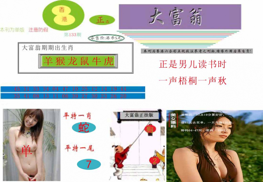 六合彩133期大富翁