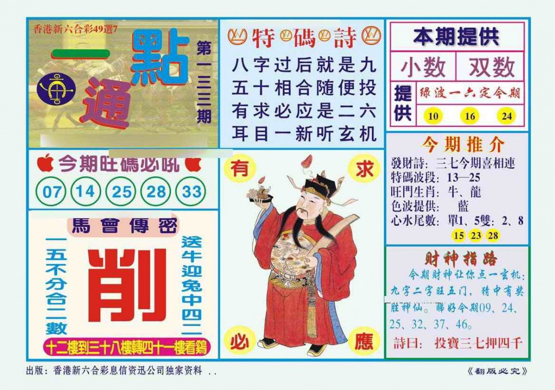 六合彩133期一点通（新图）