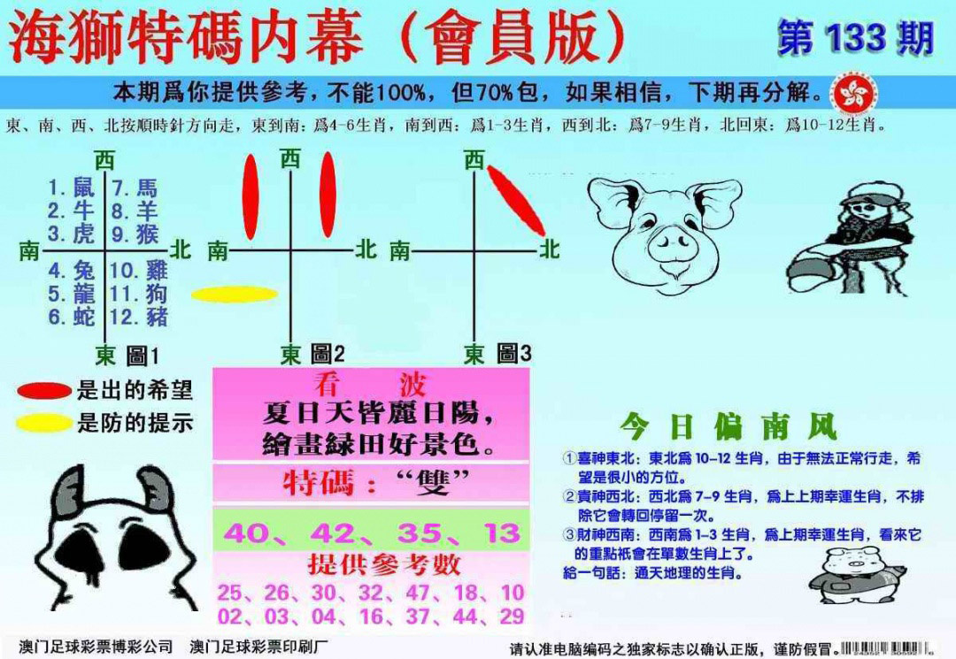 六合彩133期另版海狮特码内幕报