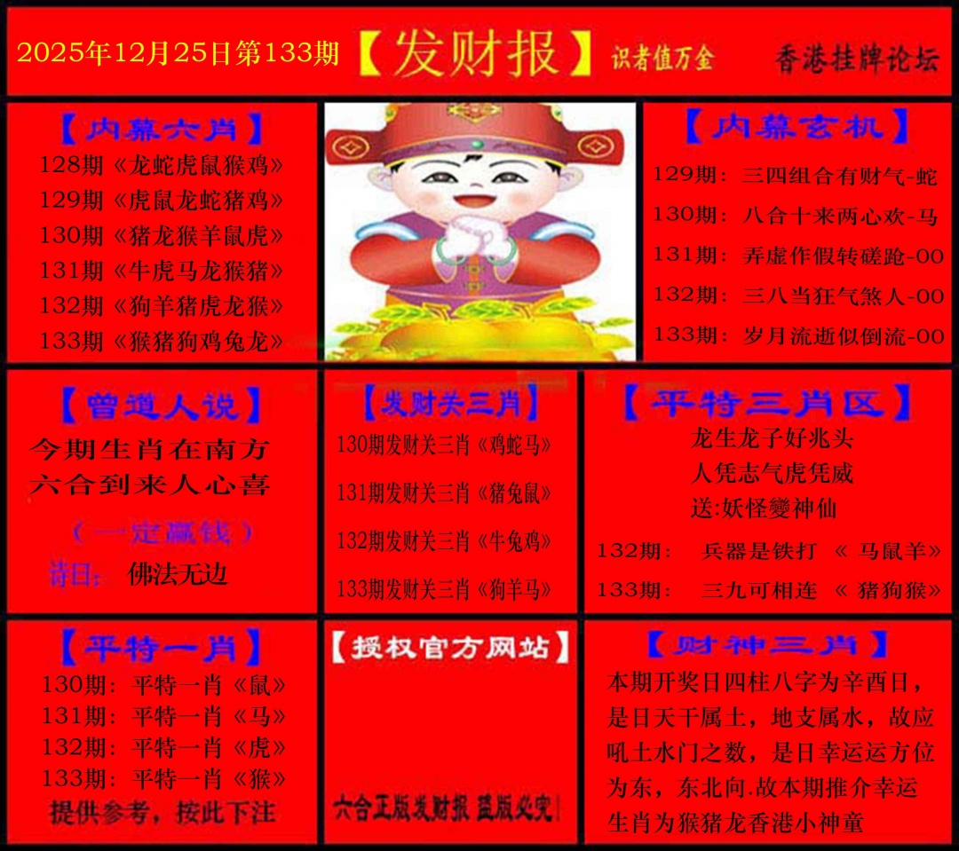 六合彩133期发财报