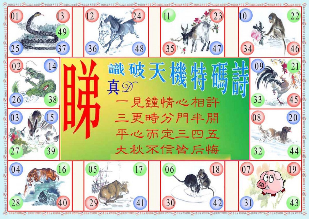 六合彩133期识破天机B版