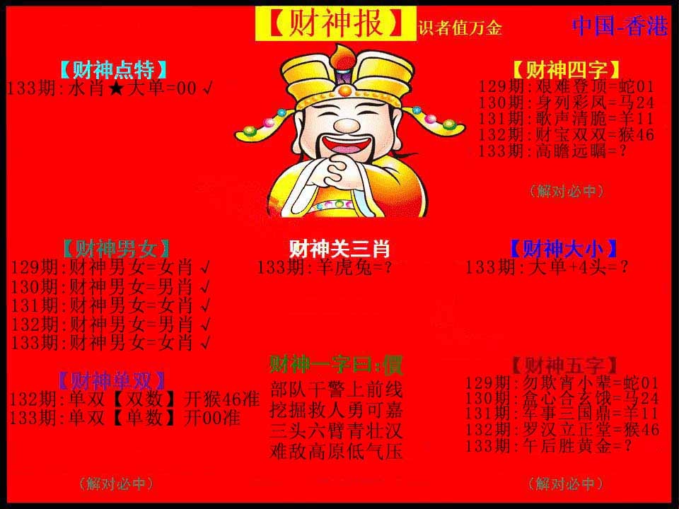六合彩133期红财神