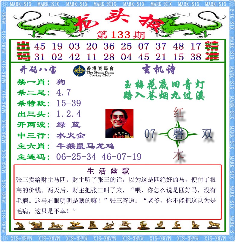 六合彩133期马经龙头报（荐）