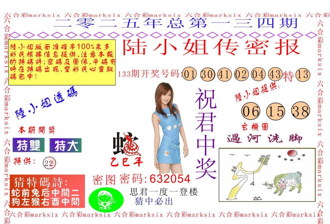 六合彩134期陆小姐传密A