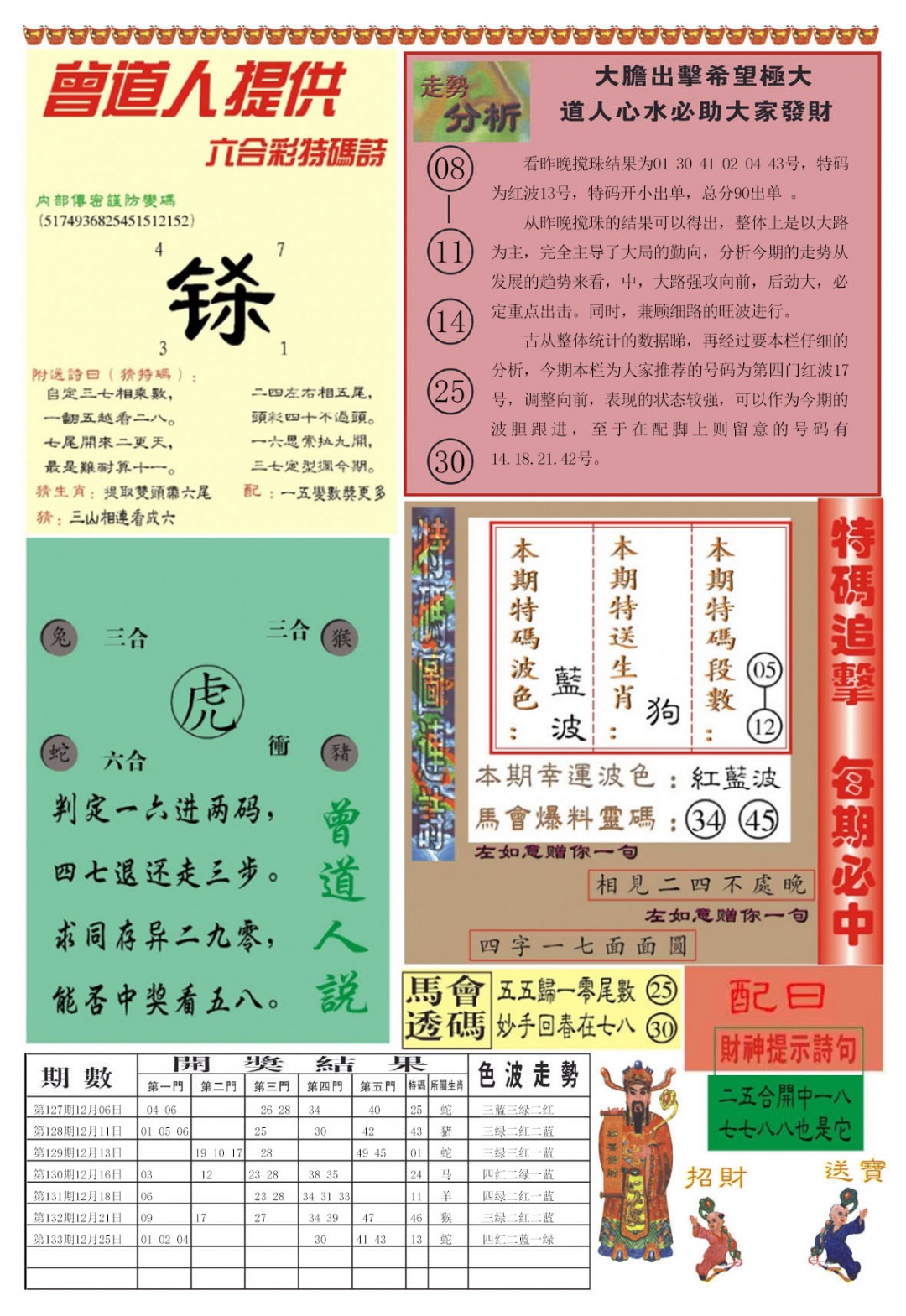 六合彩134期曾道人内幕B加大版