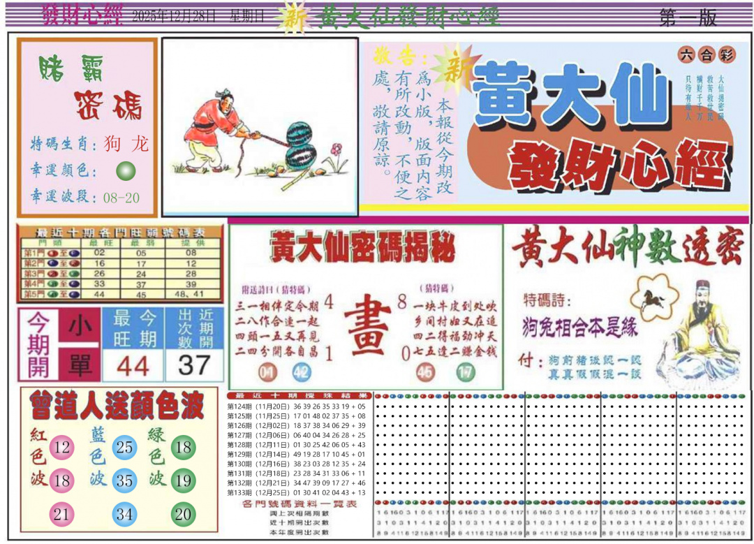 六合彩134期发财心经A
