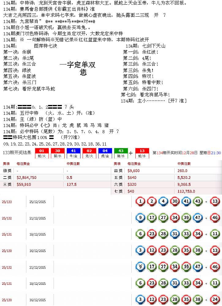 六合彩134期特新五鬼B