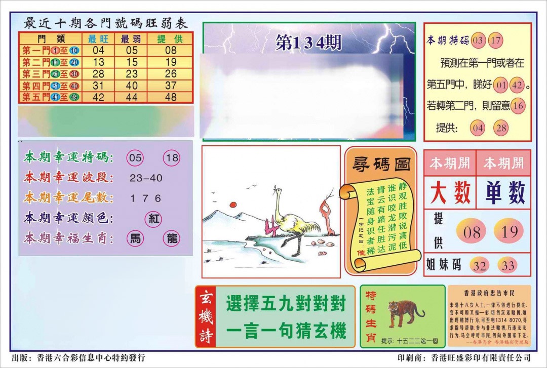 六合彩134期香港逢赌必羸(新图)