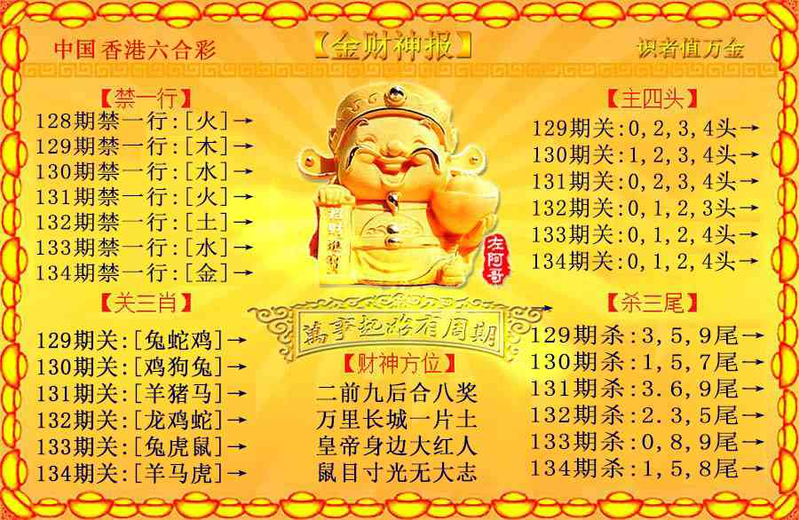 六合彩134期金财神