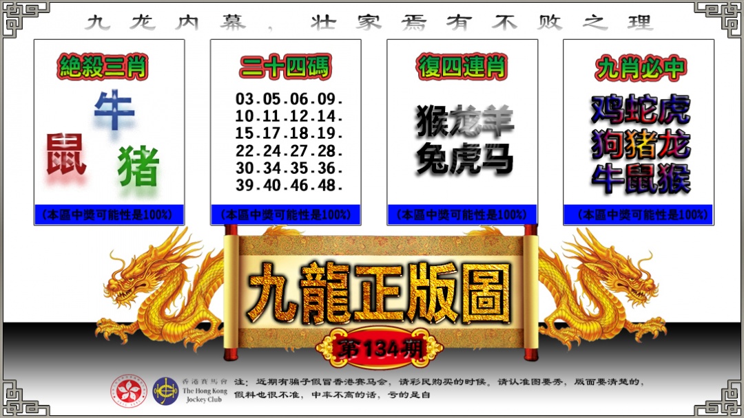六合彩134期九龙正版图