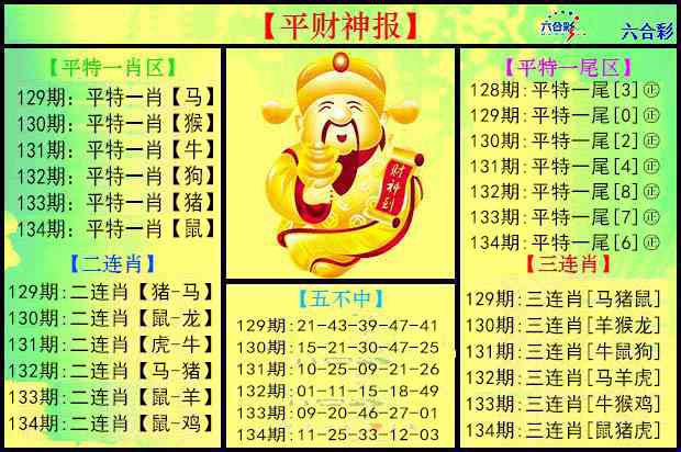 六合彩134期平财神报