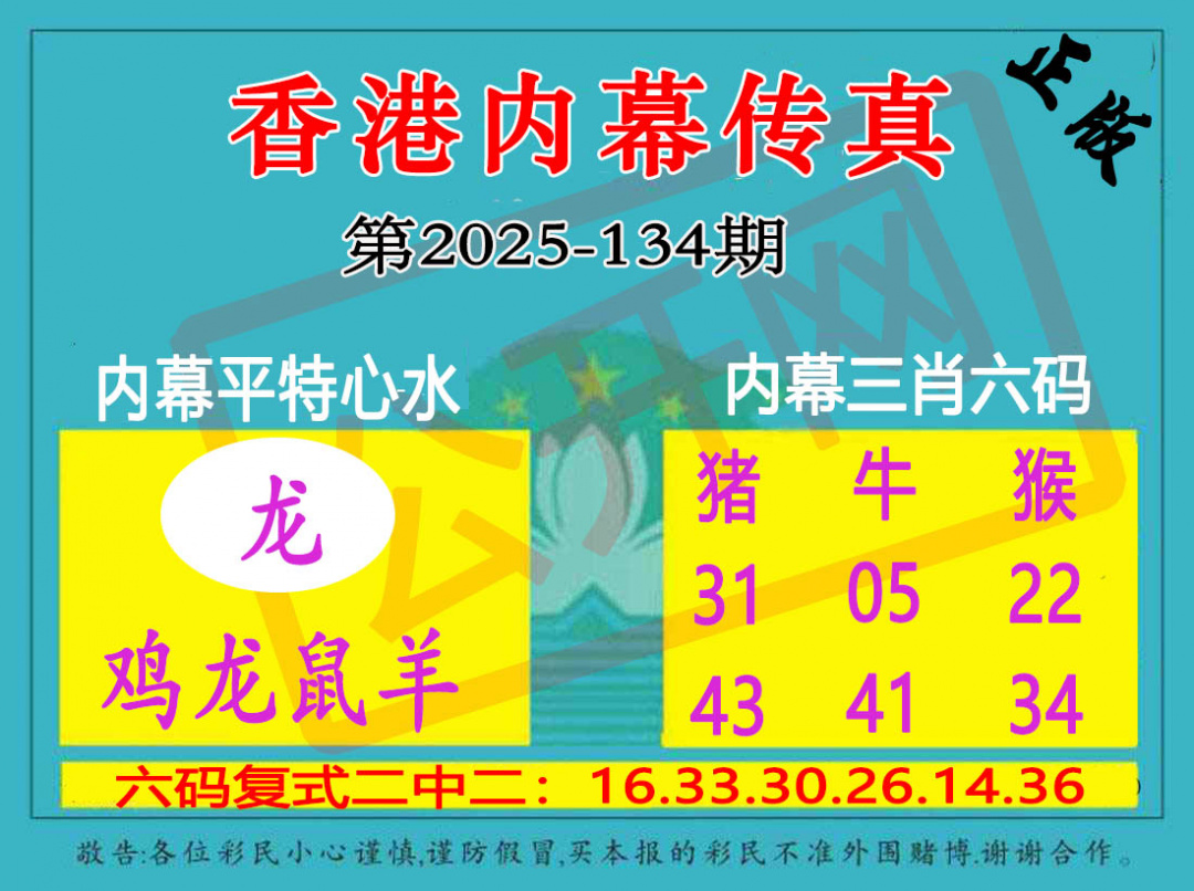 六合彩134期香港内幕传真三肖报