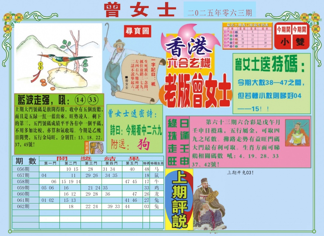 六合彩063期老版曾女士A