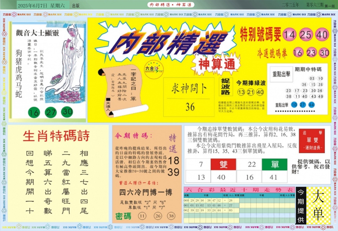 六合彩063期内部精选A