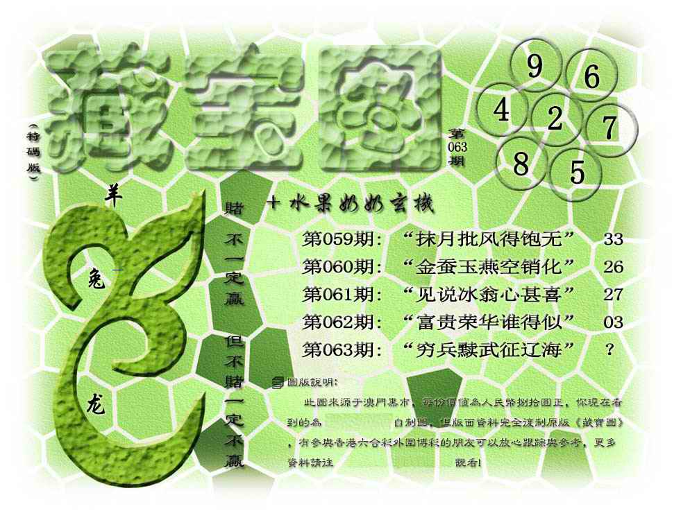 六合彩063期藏宝图(正版)