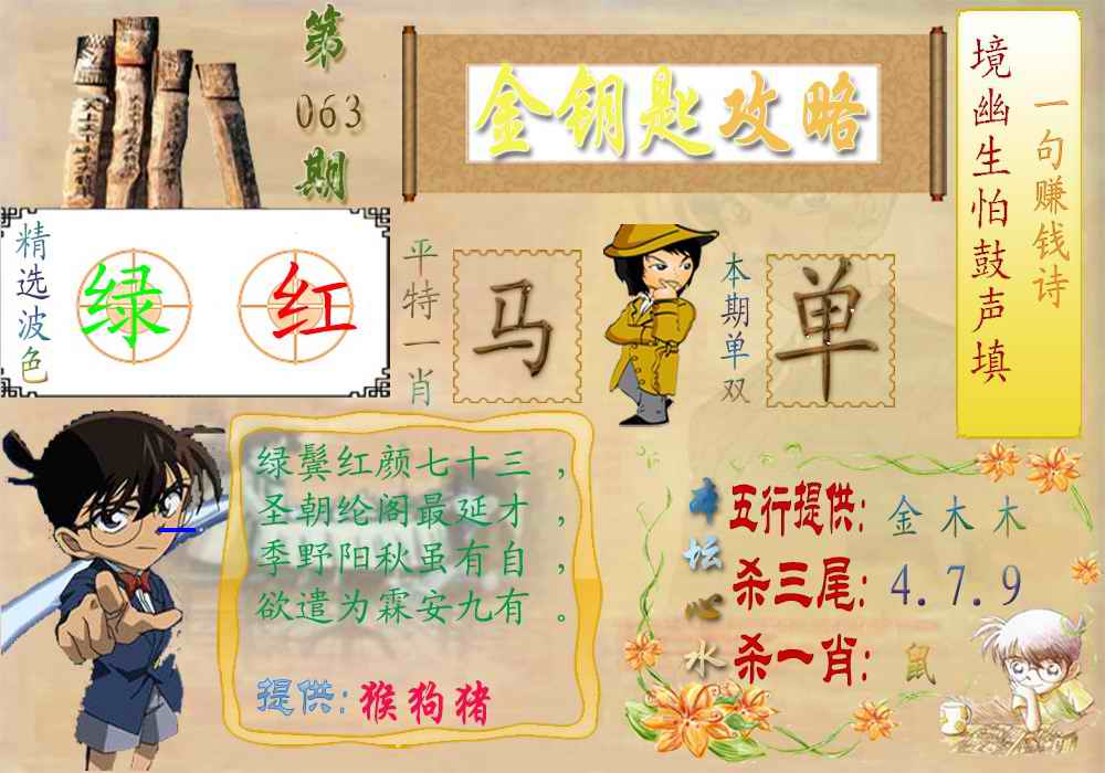 六合彩063期金钥匙攻略