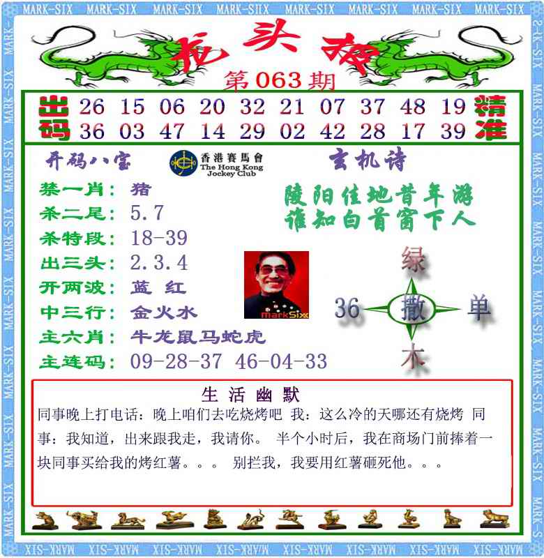 六合彩063期马经龙头报（荐）