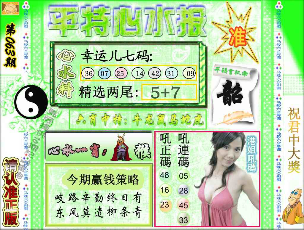 六合彩063期平特心水报（荐）
