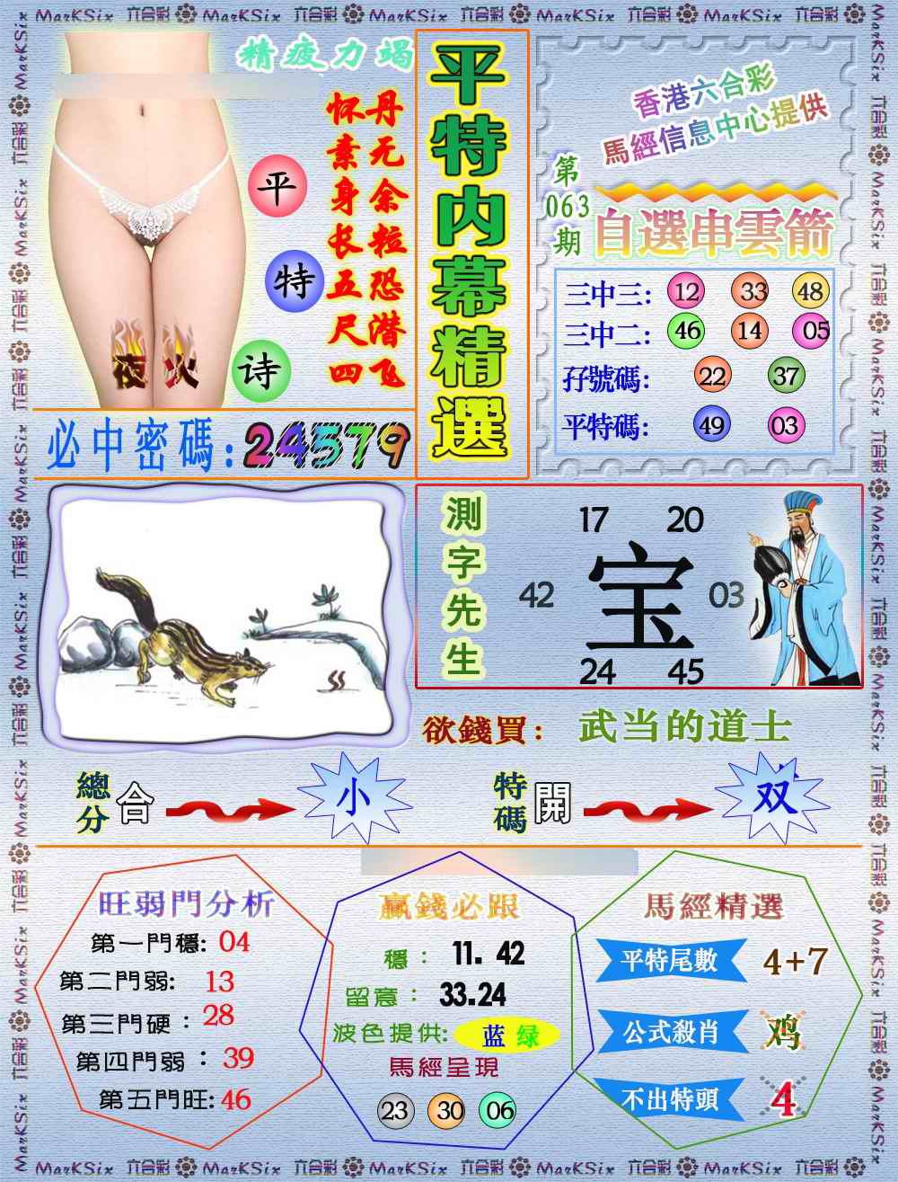 六合彩063期平特内幕精选（荐）