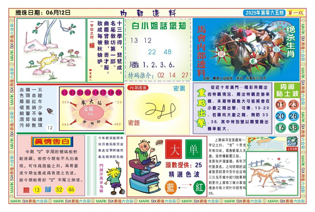 六合彩065期内部透料A(新图)