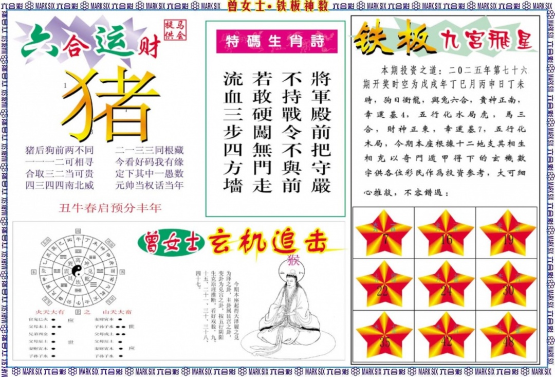 六合彩076期曾女士铁板神数B