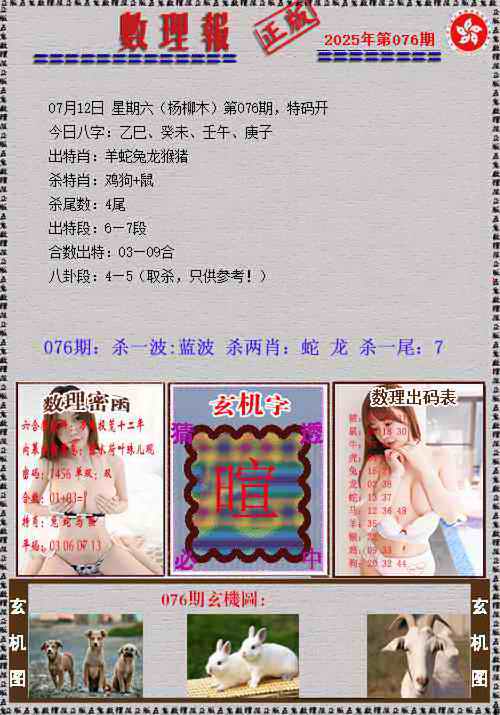 六合彩076期数理报