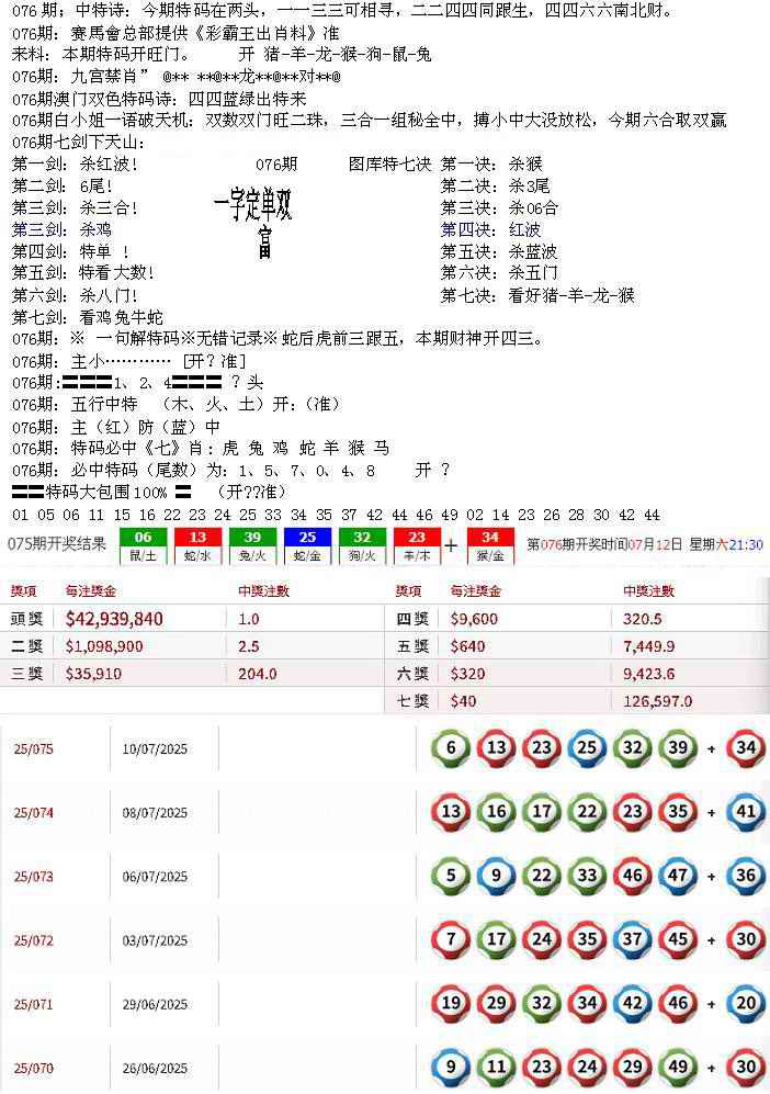 六合彩076期特新五鬼B