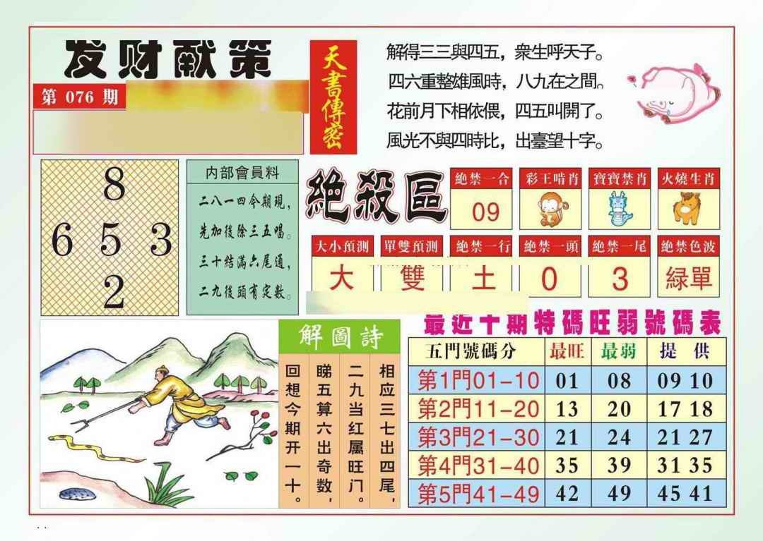 六合彩076期发财献策