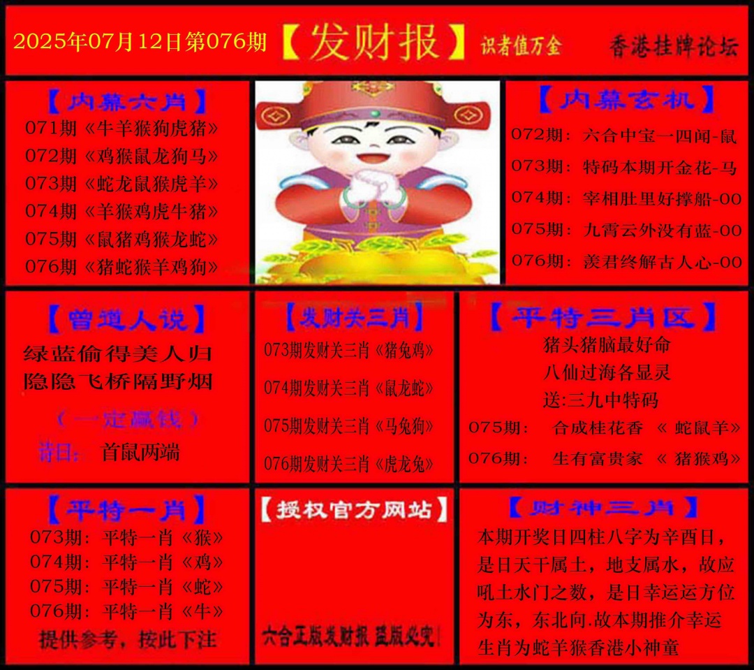 六合彩076期发财报