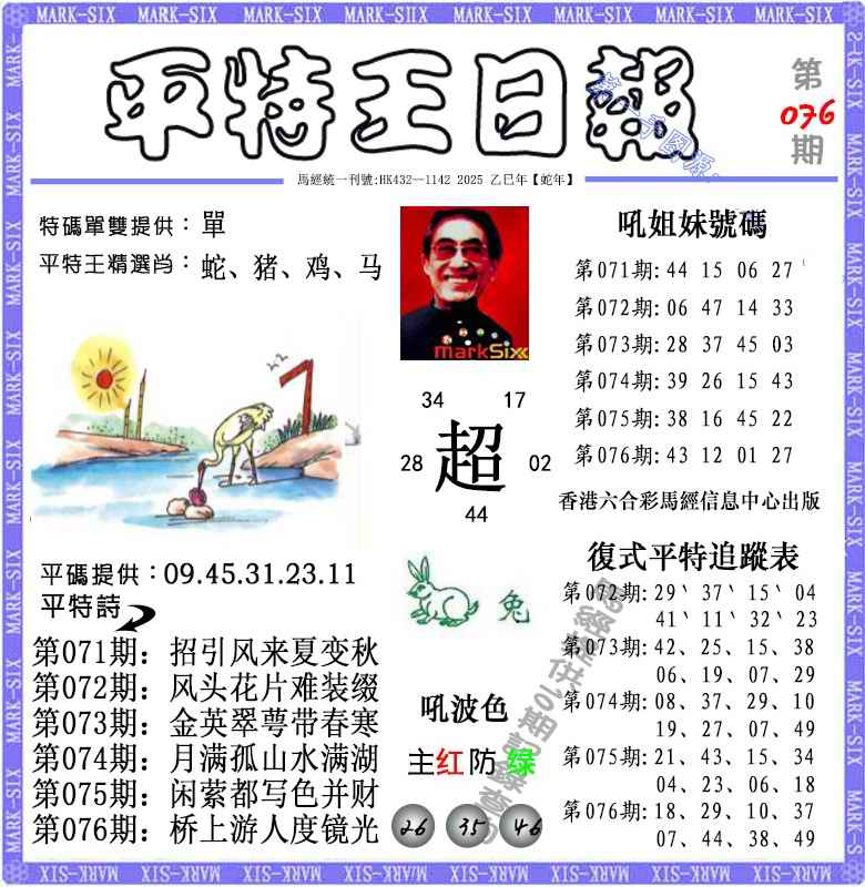 六合彩076期平特王日报（荐）