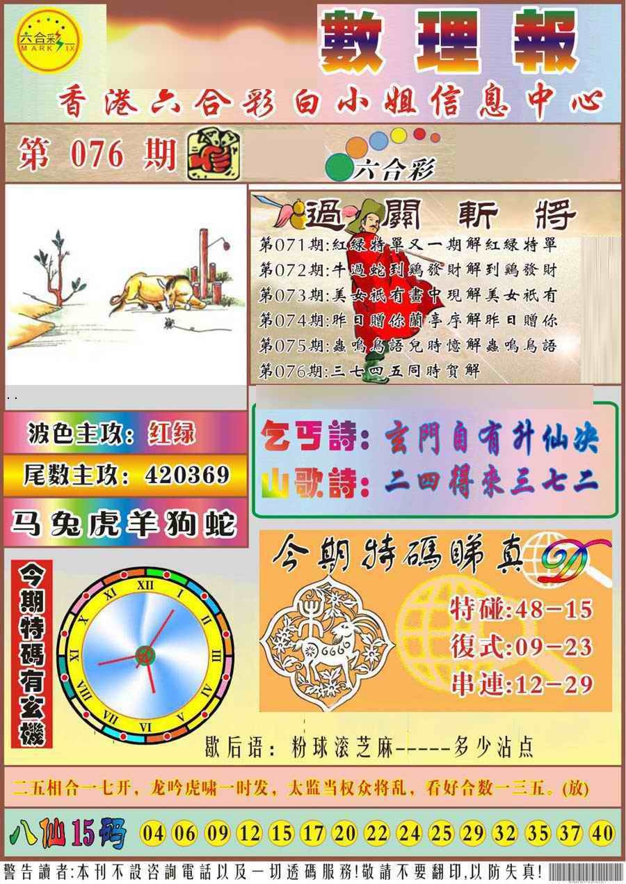 六合彩076期马经数理报