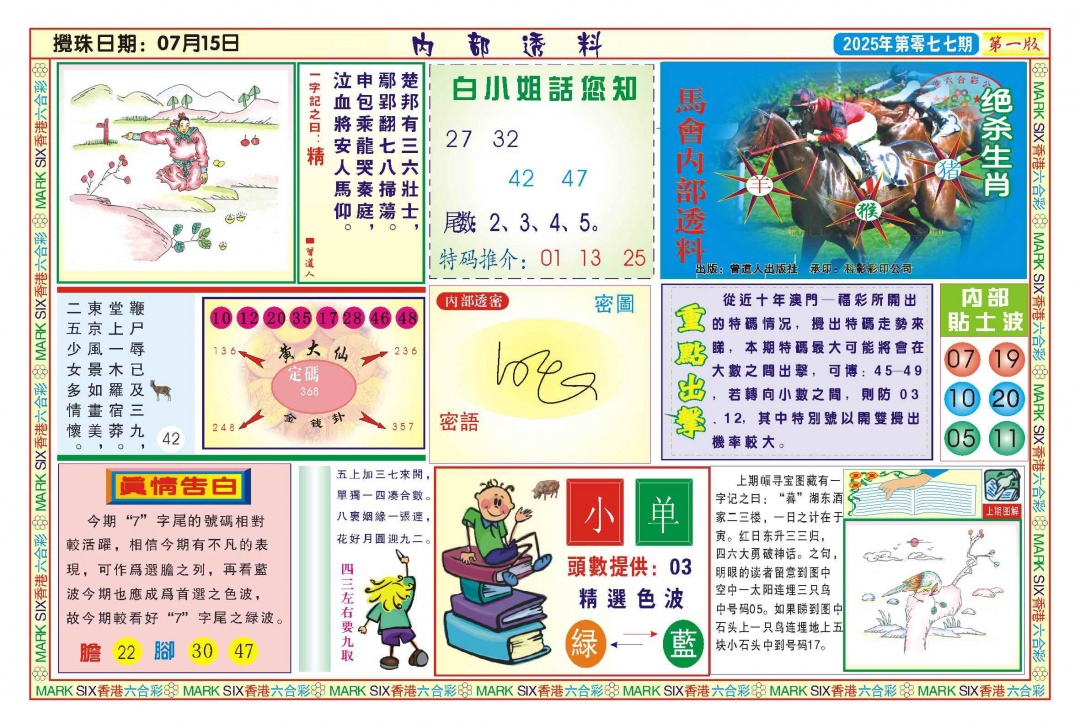六合彩077期内部透料A(新图)