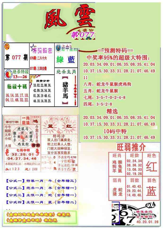 六合彩077期风云榜