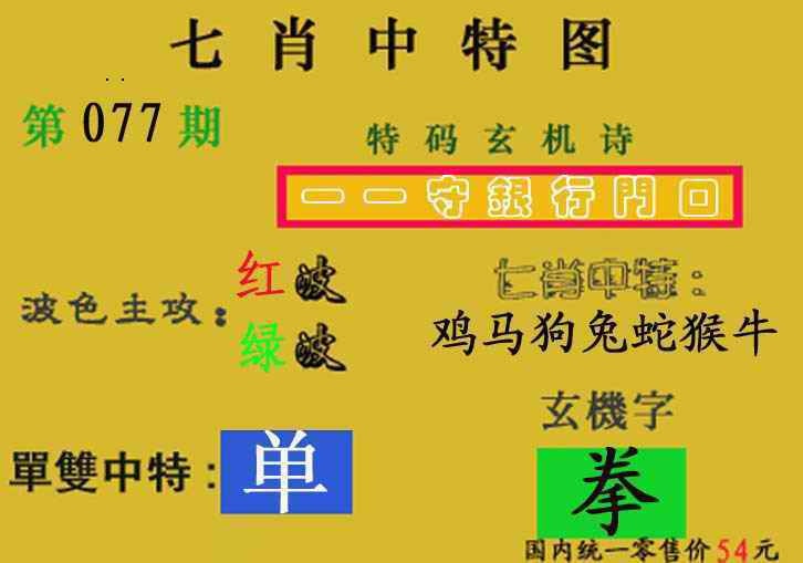 六合彩077期七肖中特(新图)