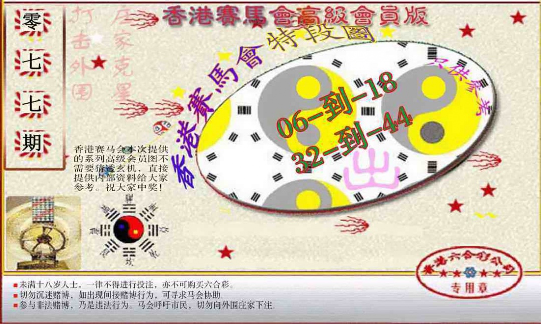 六合彩077期赛马会高级段数图(新）