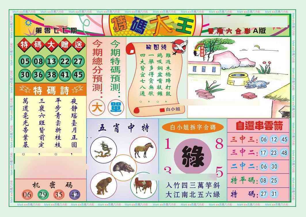 六合彩077期特码大王A（新图）