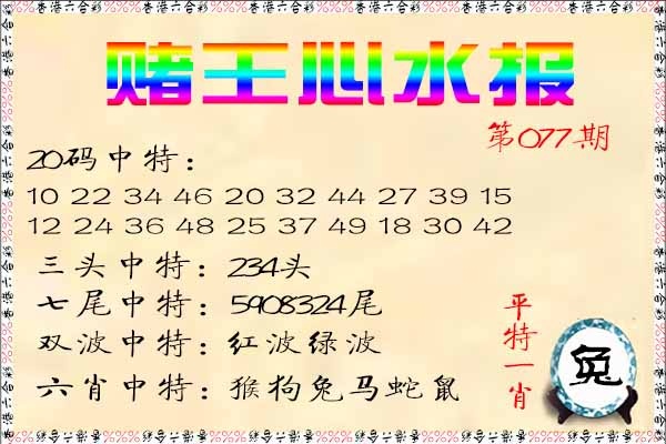 六合彩077期赌王心水报