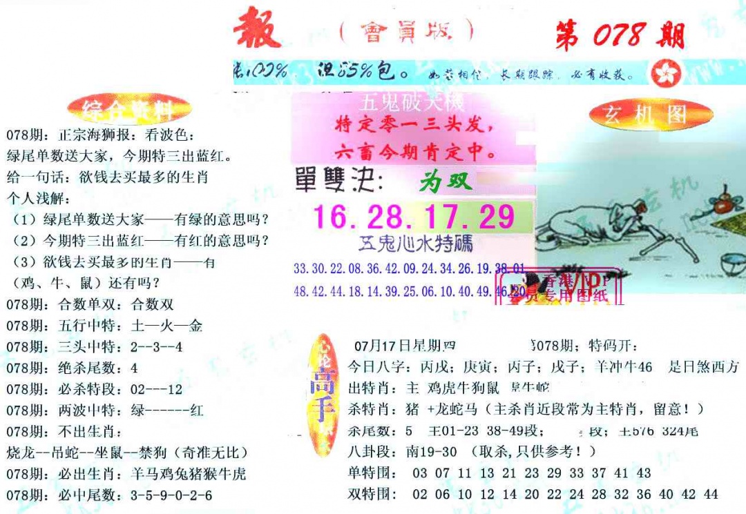 六合彩078期新五鬼玄机
