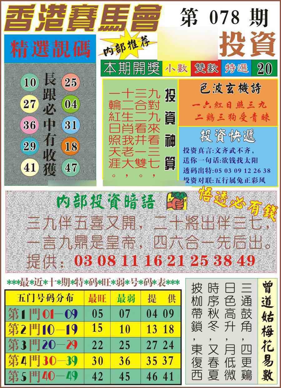 六合彩078期马经投资