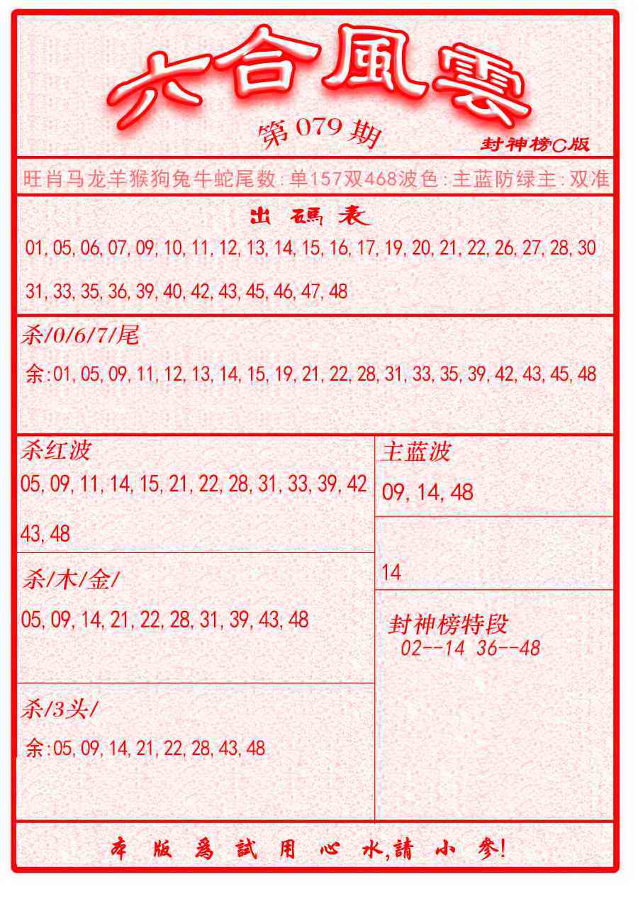 六合彩079期六合风云B面