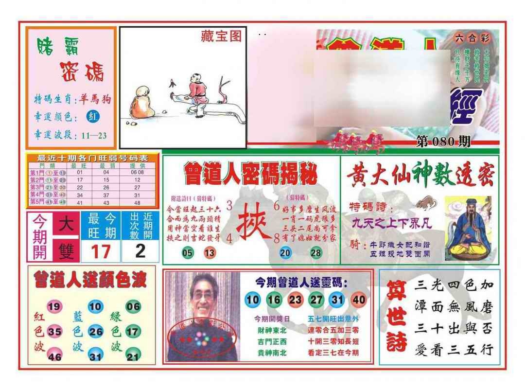 六合彩080期赢钱一经(新图)