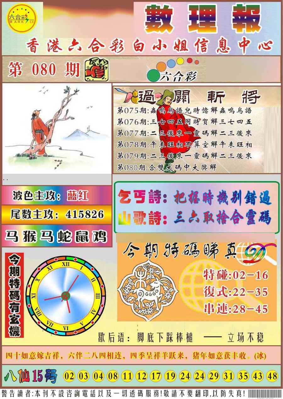 六合彩080期马经数理报