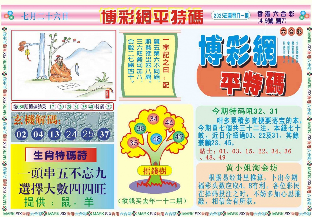 六合彩081期博彩网平特报记录