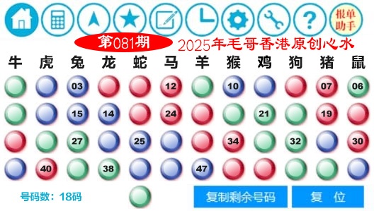 六合彩081期毛哥心水