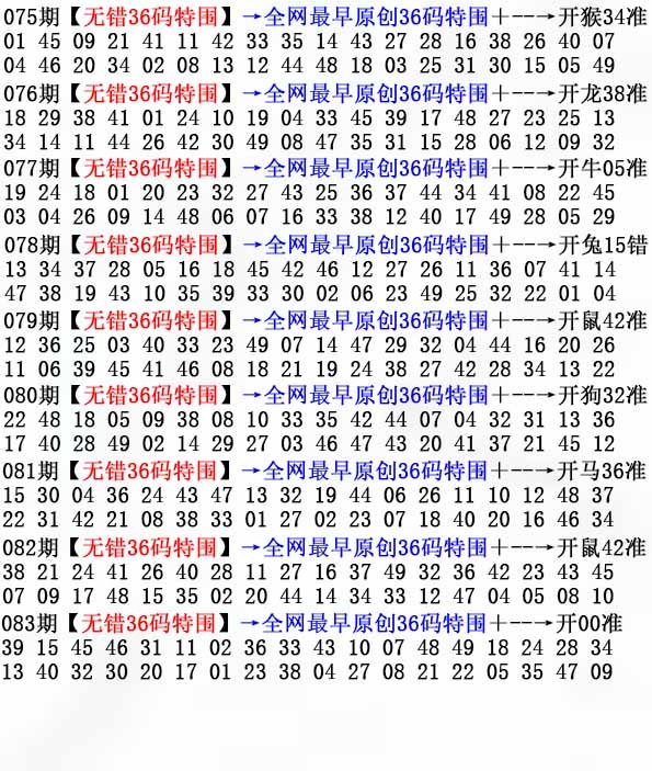 六合彩083期36码特围