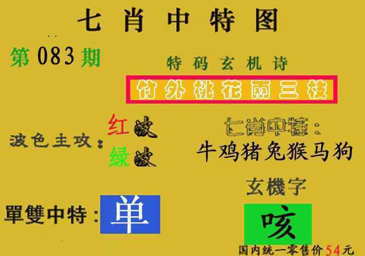 六合彩083期七肖中特(新图)