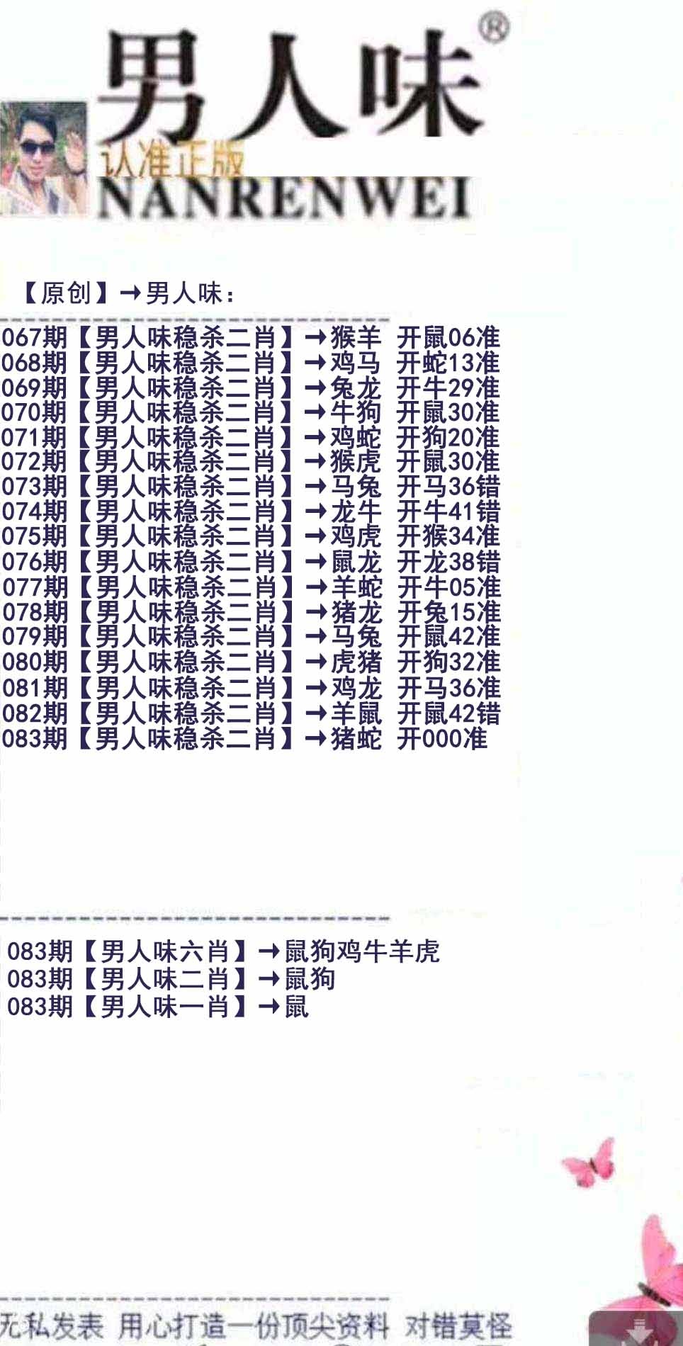 六合彩083期男人味