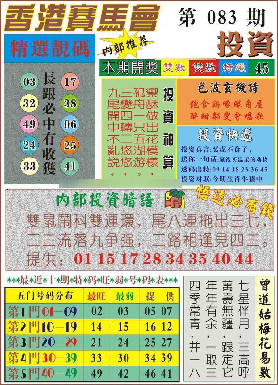六合彩083期马经投资