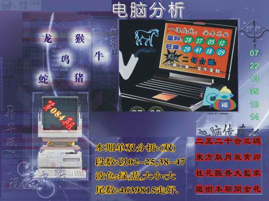 六合彩084期正版电脑分析贴士