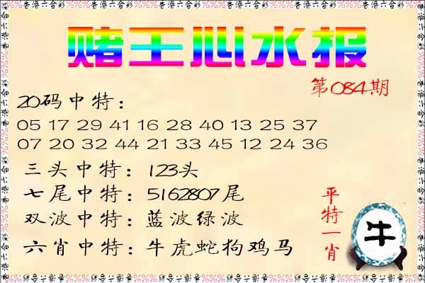 六合彩084期赌王心水报